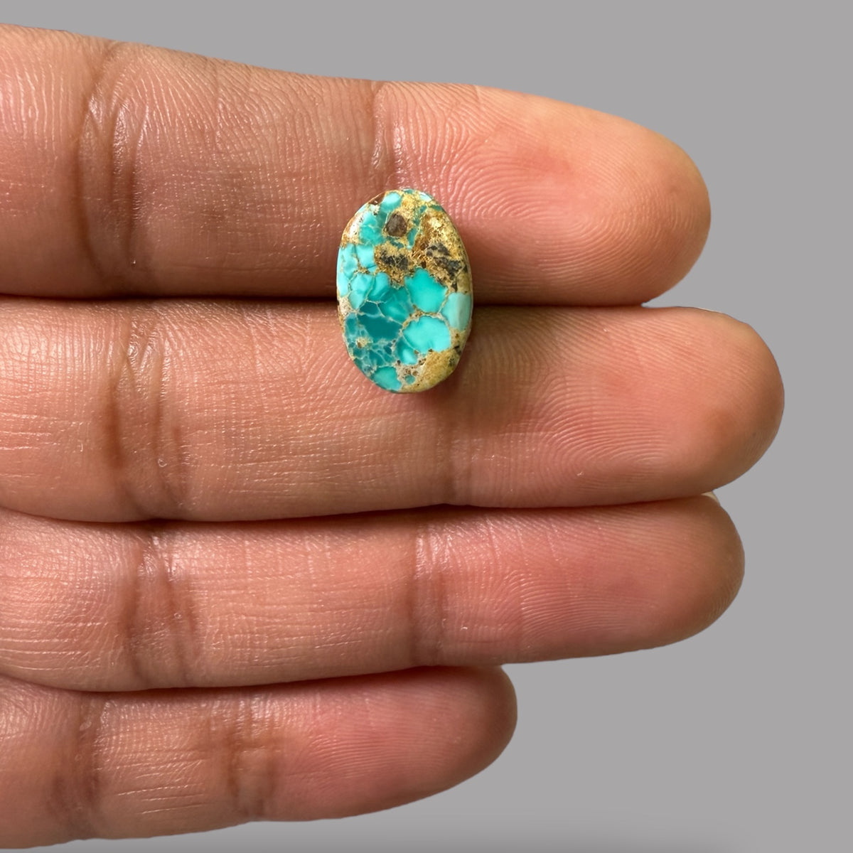 Nishapuri Feroza (Turquoise) Oval Cabochon 5.32 Carats  14.40 x 9.65 x 5.38 mm  From Iran