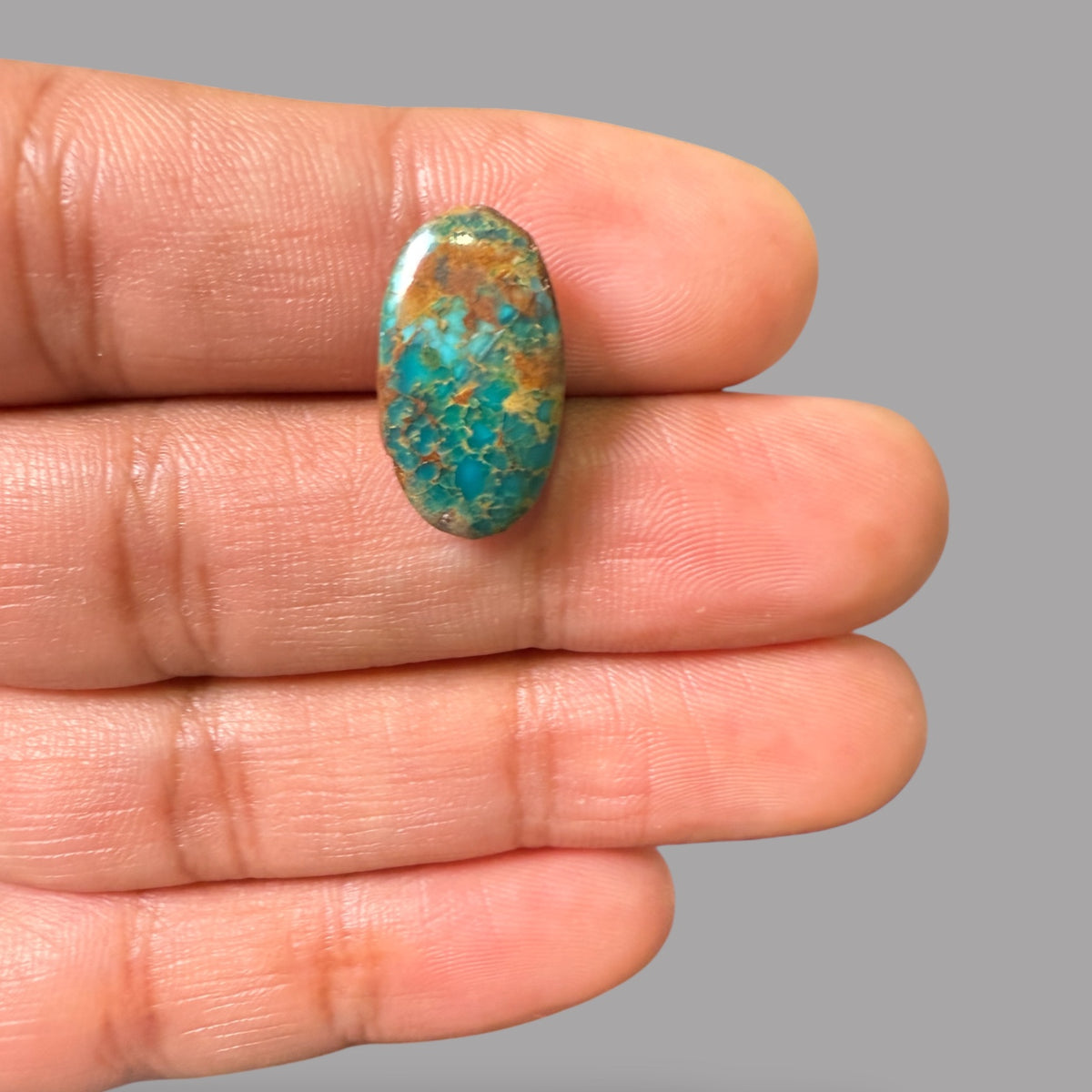 Nishapuri Feroza (Turquoise) Oval Cabochon 7.40 Carats  18.60 x 10.52 x 4.80 mm From Iran