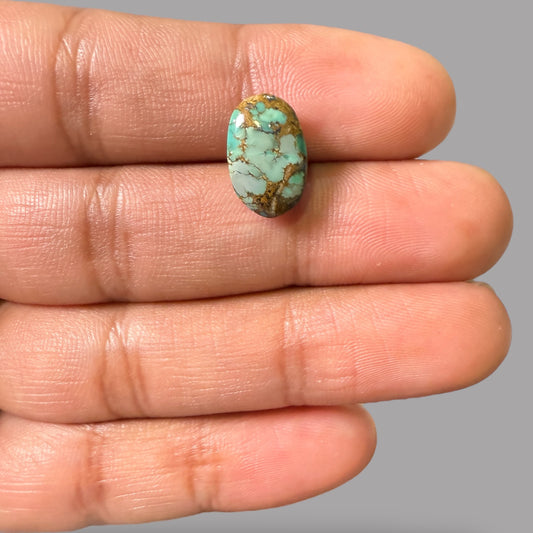 Nishapuri Feroza (Turquoise) Oval Cabochon 7.44 Carats  17.10 x 10.19 x 5.83 mm From Iran