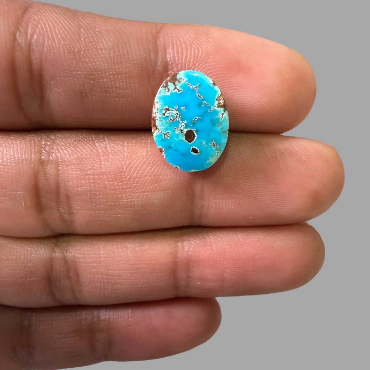 Nishapuri Feroza (Turquoise) Oval Cabochon 6.99 Carats  14.60 x 11.45 x 5.85 mm From Iran