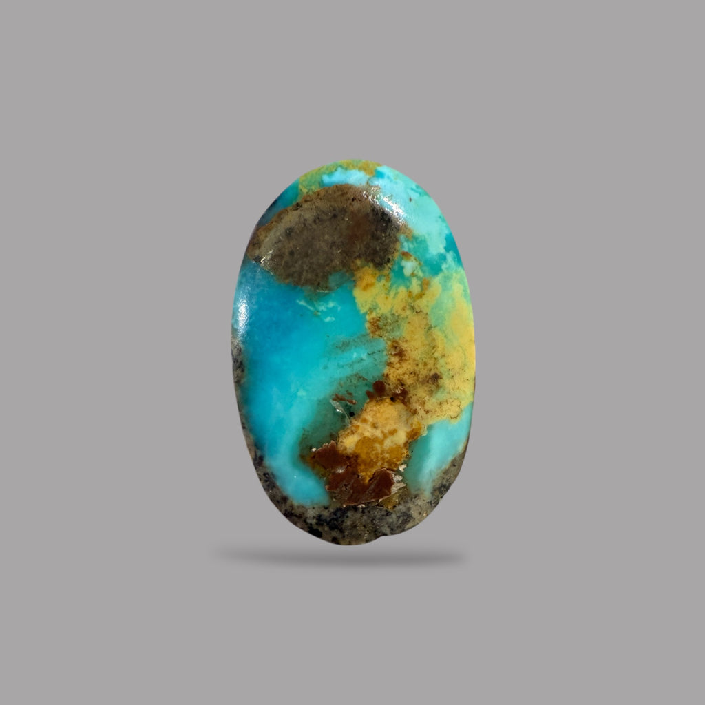 Nishapuri Feroza (Turquoise) Oval Cabochon 9.55 Carats  19.60 x 12.35 x 6.16 mm From Iran