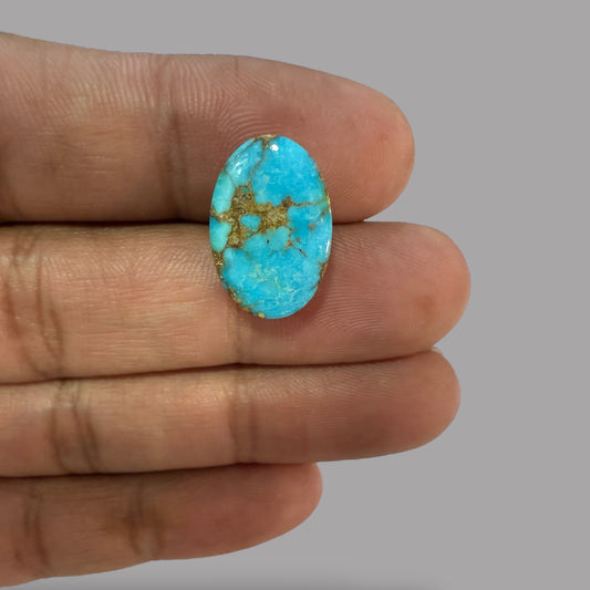 Nishapuri Feroza (Turquoise) Oval Cabochon 8.86 Carats  17.67 x 12.11 x 6.66 mm From Iran