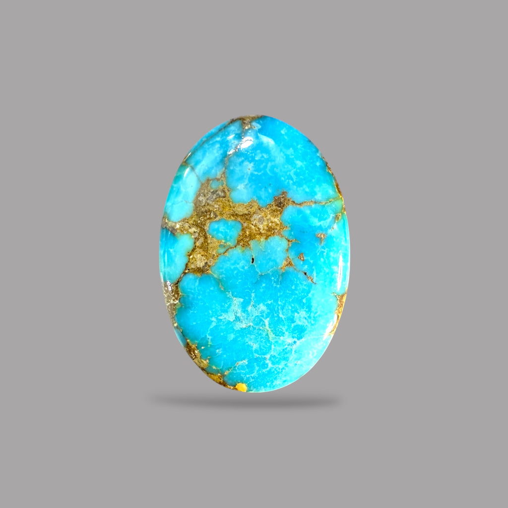 Nishapuri Feroza (Turquoise) Oval Cabochon 8.86 Carats  17.67 x 12.11 x 6.66 mm From Iran