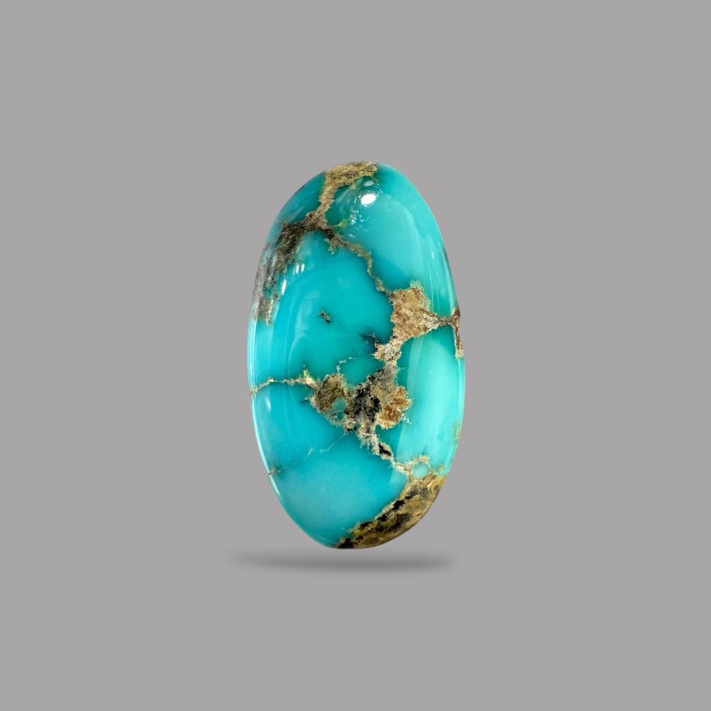 Nishapuri Feroza (Turquoise) Oval Cabochon 9.63 Carats  20.20 x 10.72 x 6.85 mm From Iran