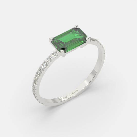 Noor Emerald Ring Silver