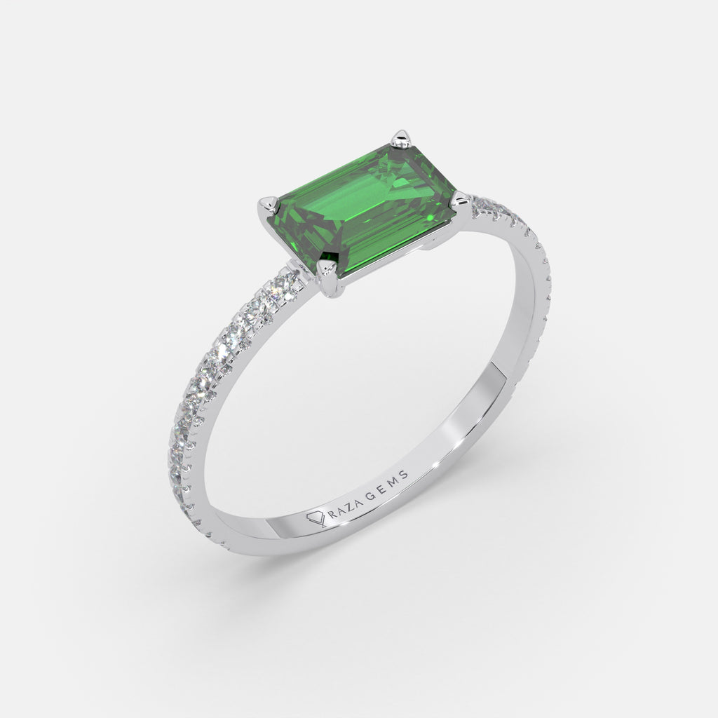 Nuha Emerald Ring 18k White Gold