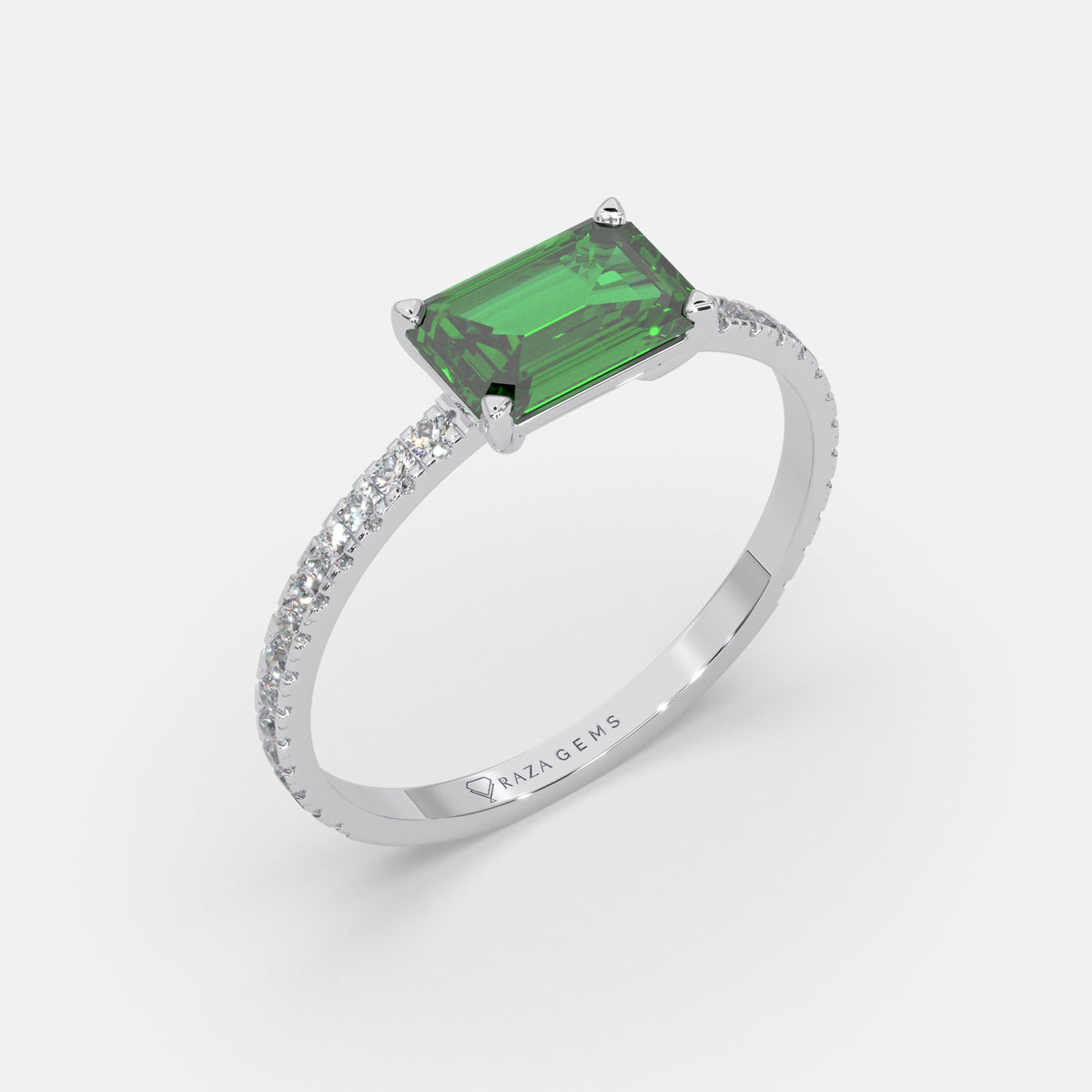 Nuha Emerald Ring 18k White Gold