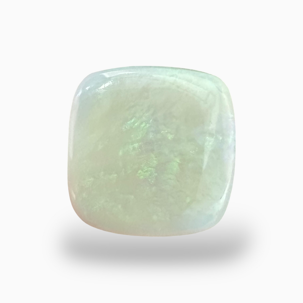 Natural Australian White Opal Stone 10.41 Carats Cushion Cabochon Shape Size Big Size