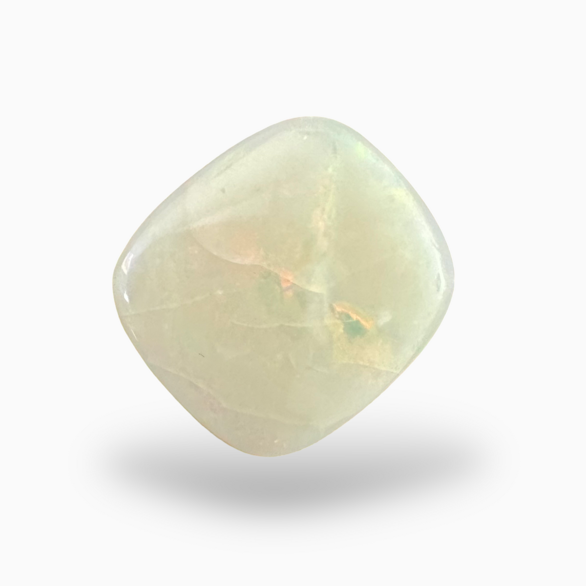 Natural Australian White Opal Stone 11.33 Carats Cushion Cabochon Shape Size 18.5X17mm