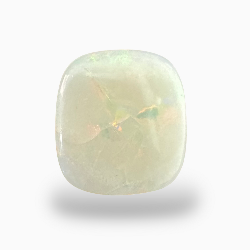 Natural Australian White Opal Stone 11.33 Carats Cushion Cabochon Shape Size 18.5X17mm