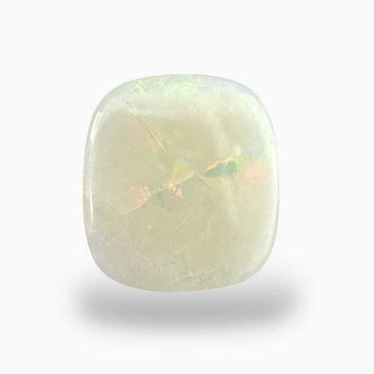 Natural Australian White Opal Stone 11.33 Carats Cushion Cabochon Shape Size 18.5X17mm