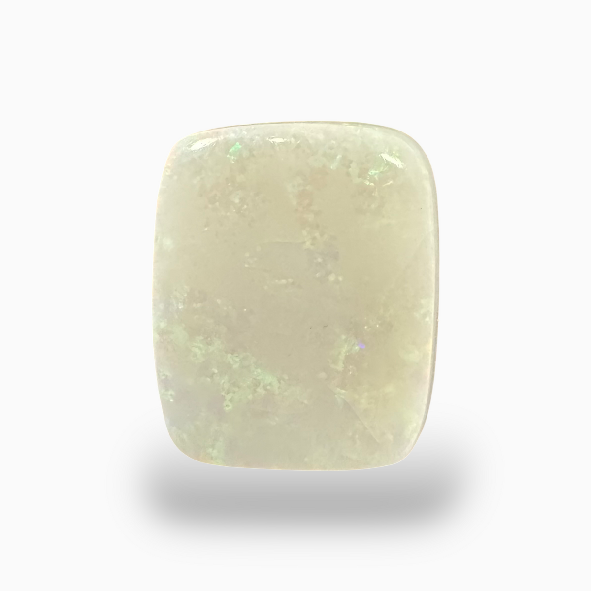 Natural Australian White Opal Stone 9.03 Carats Cushion Cabochon Shape Size 19X16mm