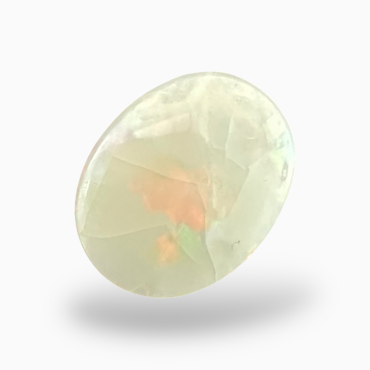 Natural Australian White Opal Stone 7.6 Carats Oval Cabochon Shape Size 18.5X15.5mm