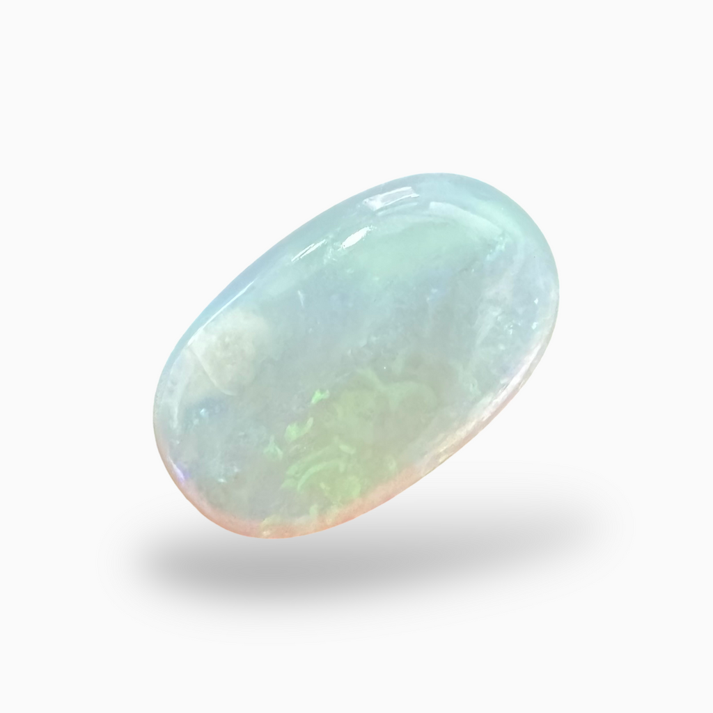 Natural Australian White Opal Stone 9.84 Carats Oval Cabochon Shape Size 19.5X12mm