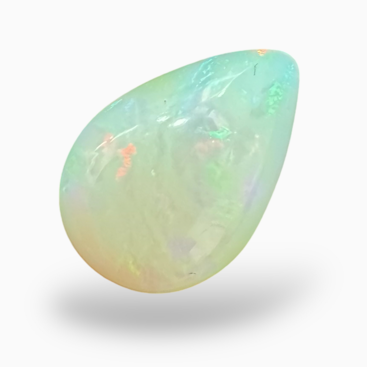 Natural White Color Ethiopian Opal Stone 4.29  Carats Pear Cabochon Shape 15X10.5mm