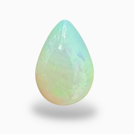 Natural White Color Ethiopian Opal Stone 4.29  Carats Pear Cabochon Shape 15X10.5mm