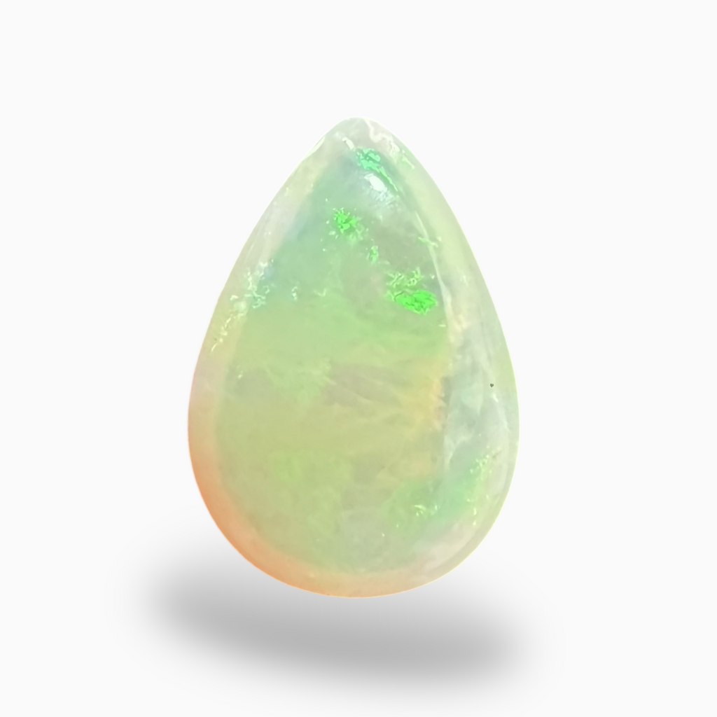 Natural White Color Ethiopian Opal Stone 4.29  Carats Pear Cabochon Shape 15X10.5mm