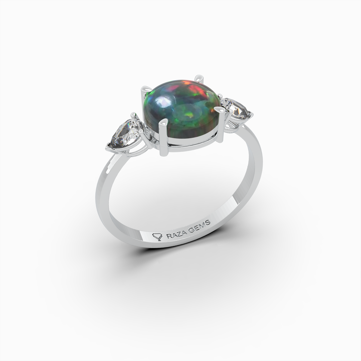 Asya Natural Opal Ring for Women - 18K Gold - Round Cut