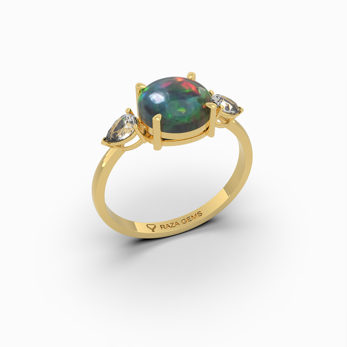 Asya Natural Opal Ring for Women - 18K Gold - Round Cut