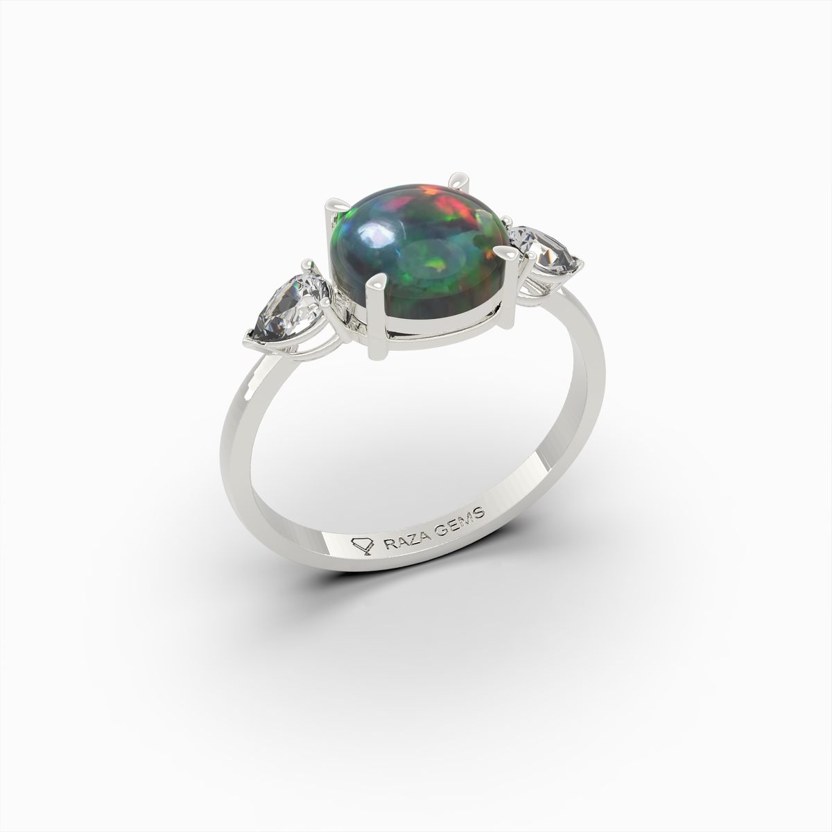 Asya Natural Opal Ring for Women - 18K Gold - Round Cut
