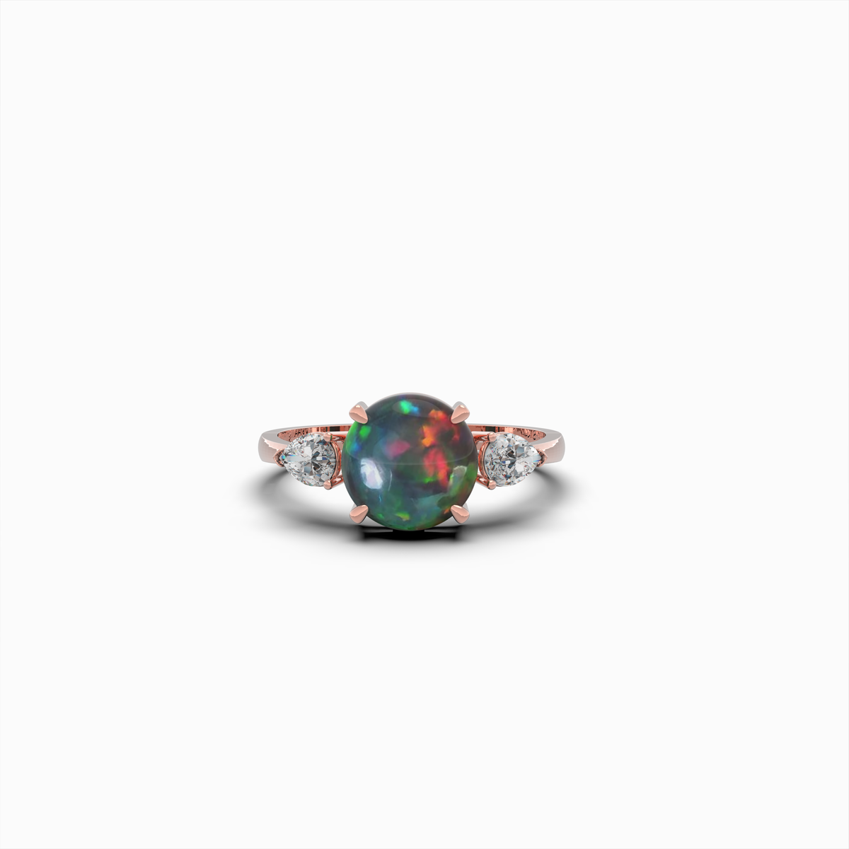 Asya Natural Opal Ring for Women - 18K Gold - Round Cut