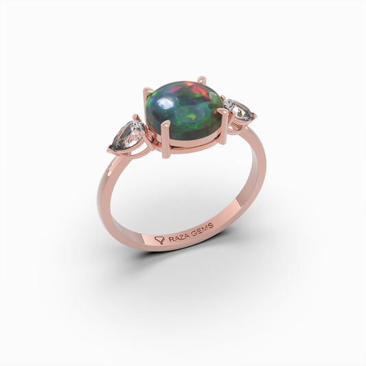 Asya Natural Opal Ring for Women - 18K Gold - Round Cut