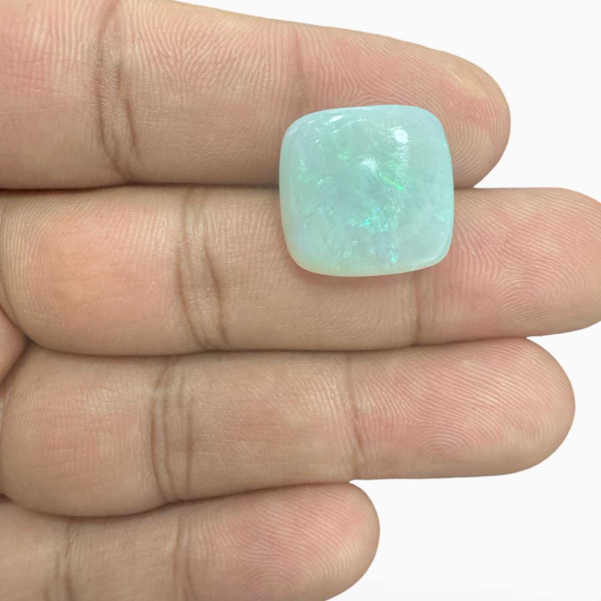 Natural Australian White Opal Stone 10.41 Carats Cushion Cabochon Shape Size Big Size