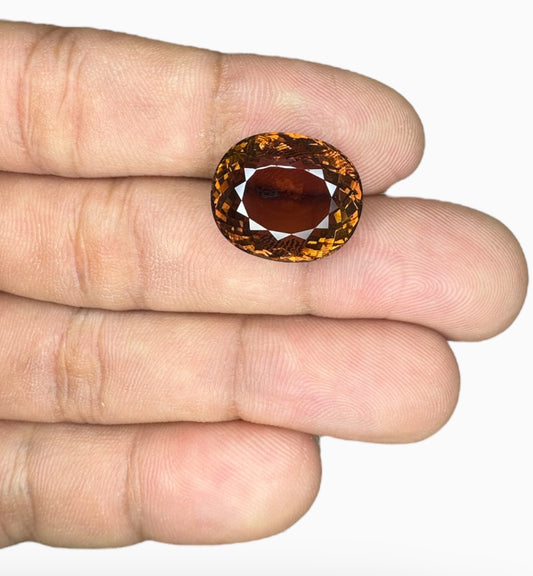 Dark Orange Tourmaline Oval Shape 15.49 Carats Size 17x14.6mm