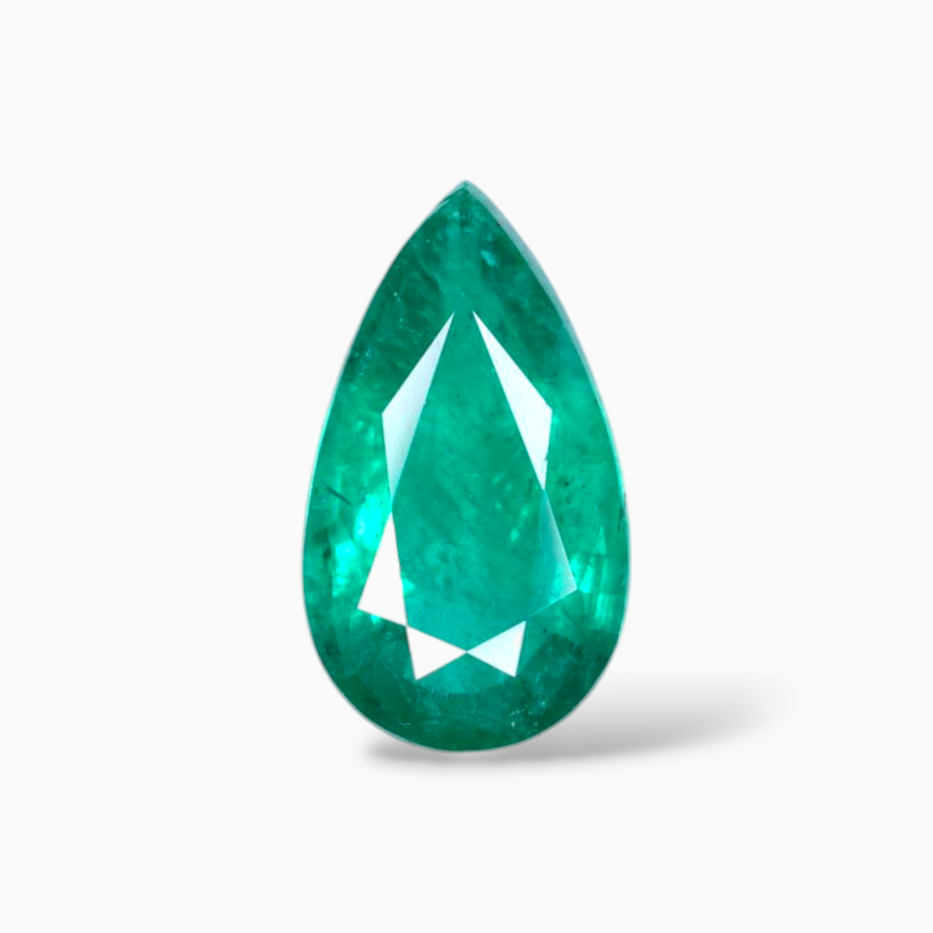 Emerald Green Stone 5.28 Carats Pear Shape 16.6x9.5mm Size