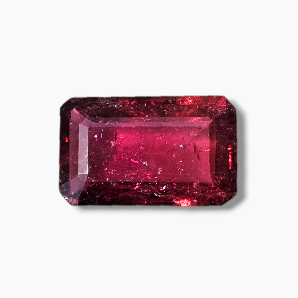 Original Rubellite Tourmaline Stone in Emerald Cut with 14.05 Carats Weight