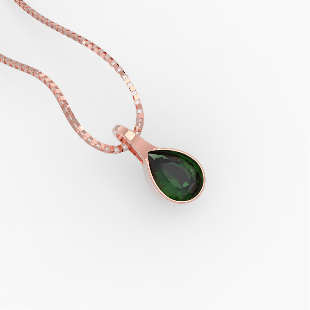 Emerald Pendant - Ofeliya - Rose Gold