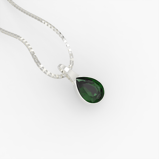 Emerald Pendant - Ulyana - White Gold