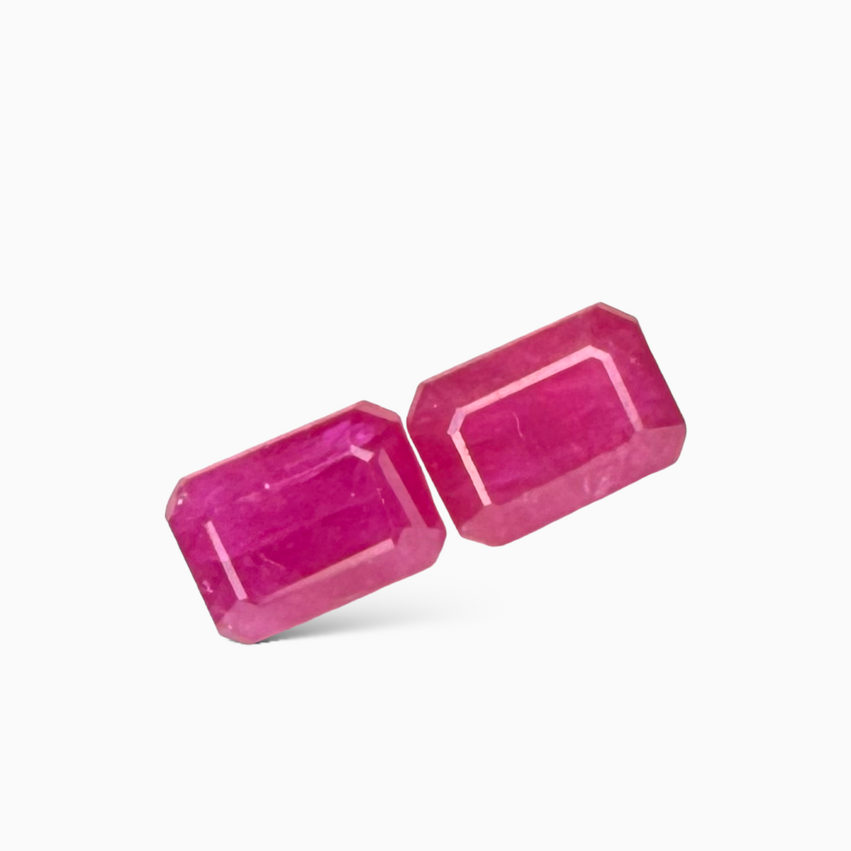 Pair of Natural Ruby Stone Emerald Cut 3.02 carat 7x5mm