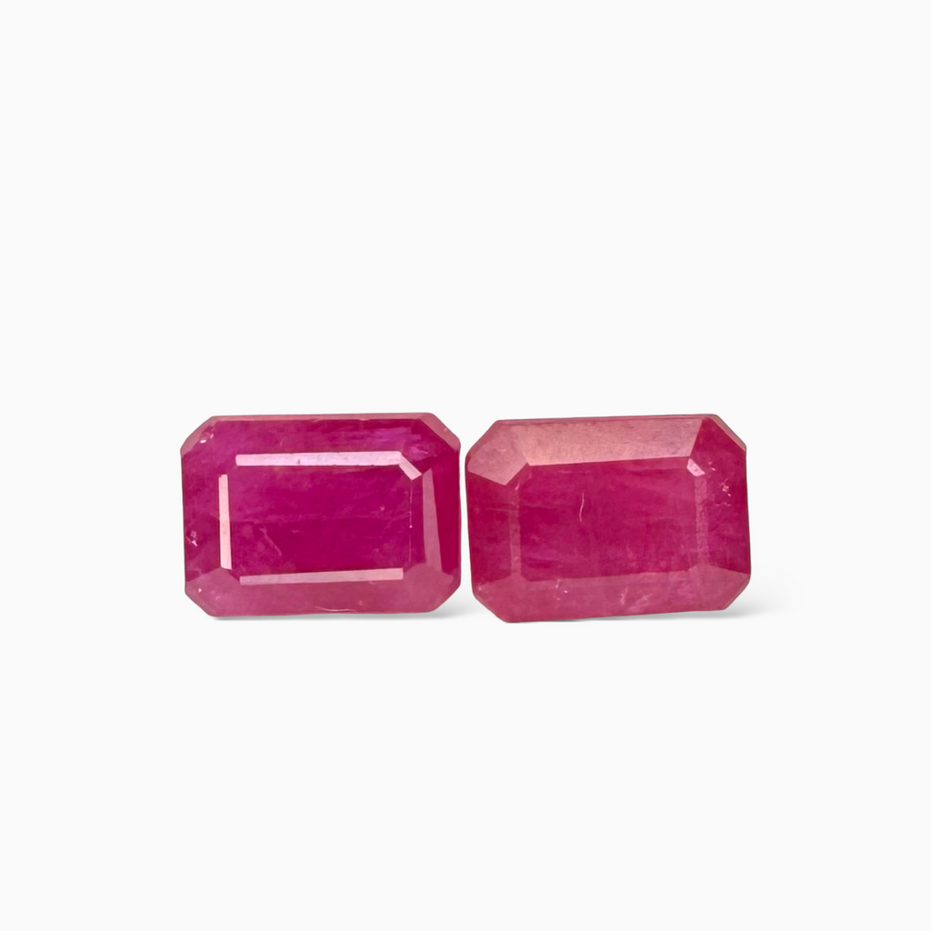 Pair of Natural Ruby Stone Emerald Cut 3.02 carat 7x5mm