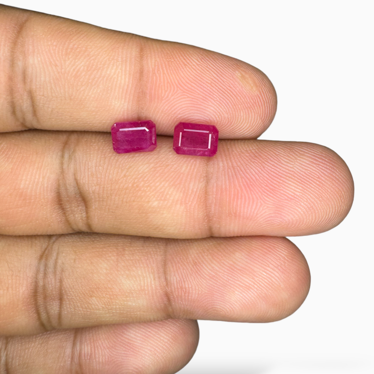 Pair of Natural Ruby Stone Emerald Cut 3.02 carat 7x5mm