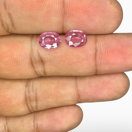 Pair of Pink Sapphire Stone Oval Cut For Earing 2.30 Carats 8x6 mm