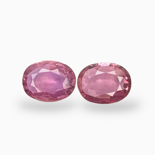 Pair of Pink Sapphire Stone Oval Cut For Earing 2.30 Carats 8x6 mm