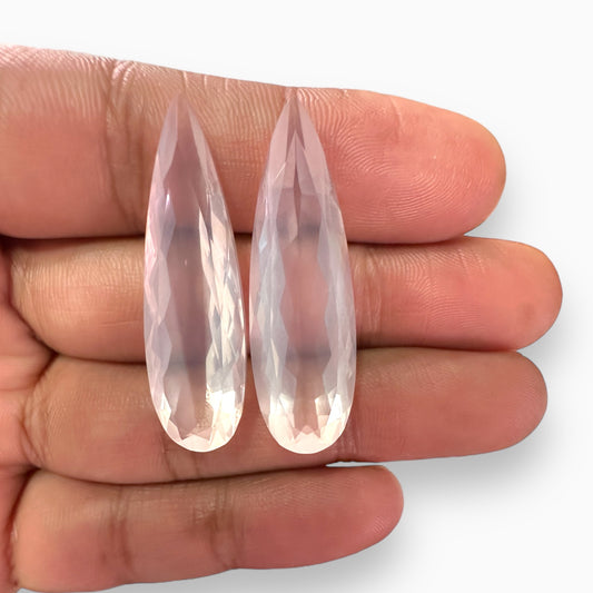 Pair of Rose Quartz Pear Shape 47.81 Carats 20x12 mm For Earrings