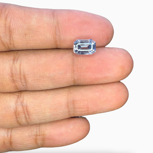 Pastel Blue Sapphire Emerald Cut 3.63 Carats 9.09X6.25X5.68 MM