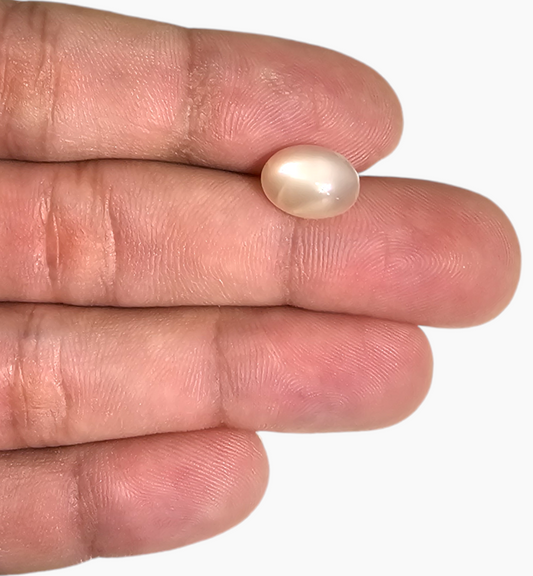 Natural Peach Moonstone Gemstone 3.40 Carats Oval Cabochon Shape 11.3x8.6mm