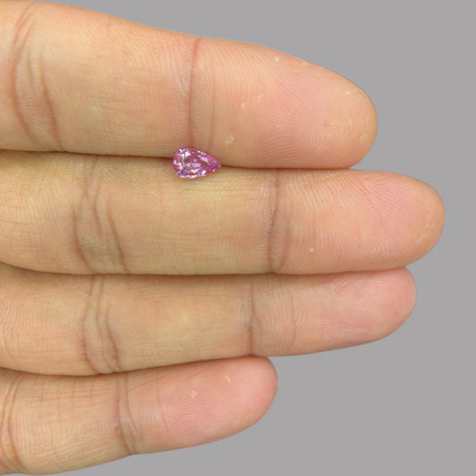 Pear Shape in Pink Sapphire Gemstone 0.56 Carats &  6.6 x 4.1 mm Size