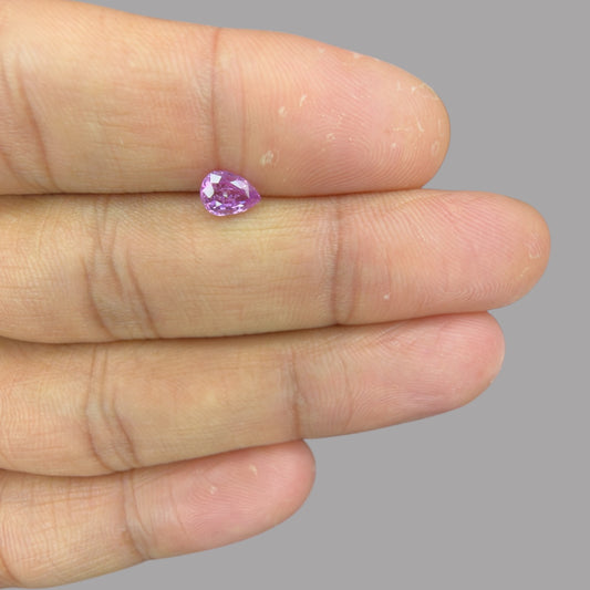 Pear Shape in Pink Sapphire Gemstone 0.67 Carats &  6.6 x 4.7 mm Size