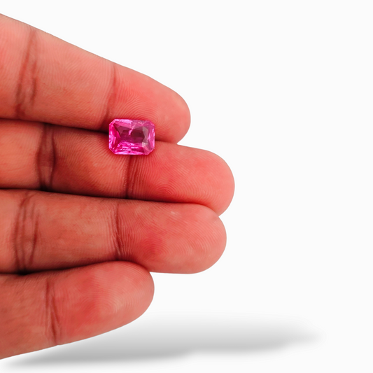 Pink Sapphire Natural Stone Emerald Cut 3.55 Carats