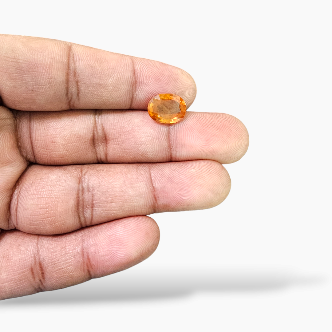Natural Orange Sapphire Stone Oval Cut 4.0 Carats 12 × 8.5 mm