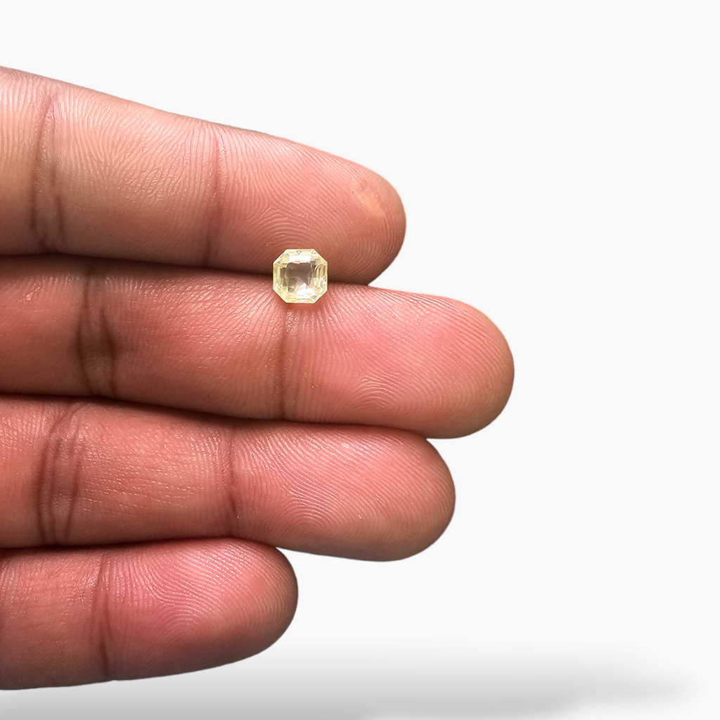 Natural Yellow Sapphire Stone  1.40 Carats 6 mm Asscher Cut