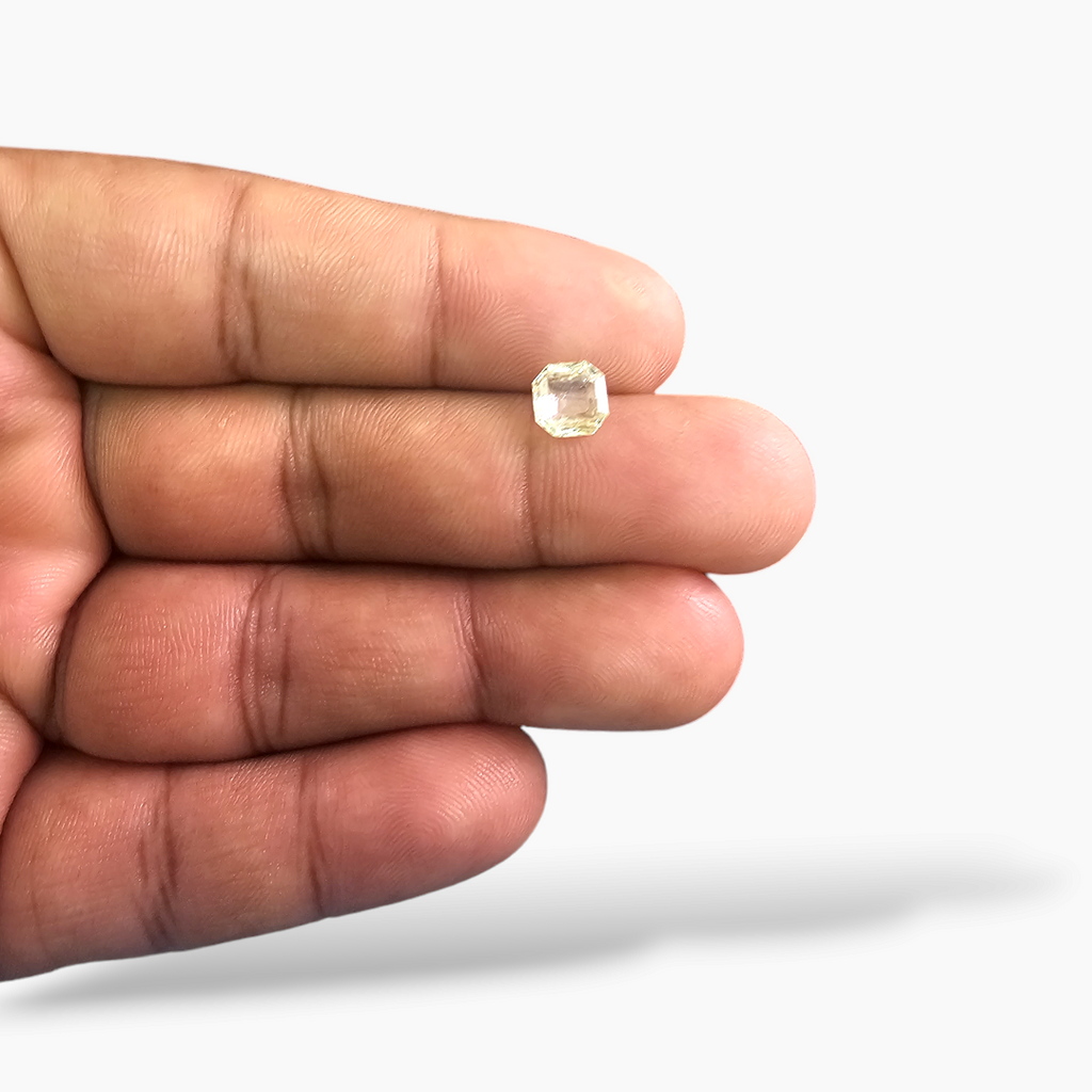 Natural Yellow Sapphire Stone  1.52 Carats 6.5 mm Asscher Cut