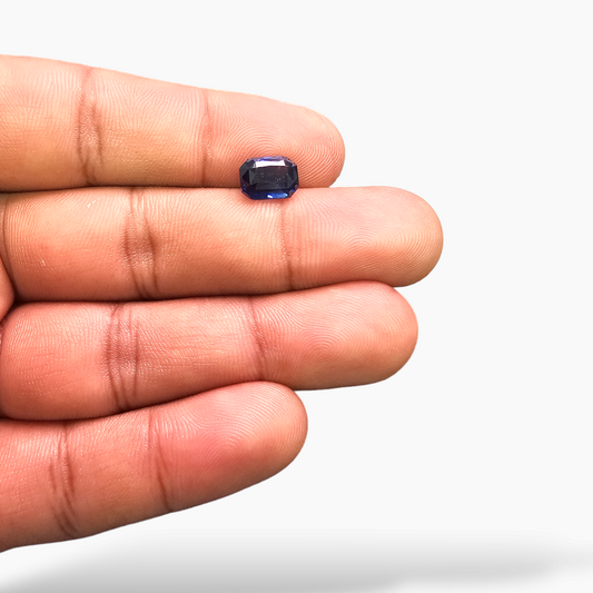 Natural Blue Sapphire Stone 3.04 Carats Emerald Cut