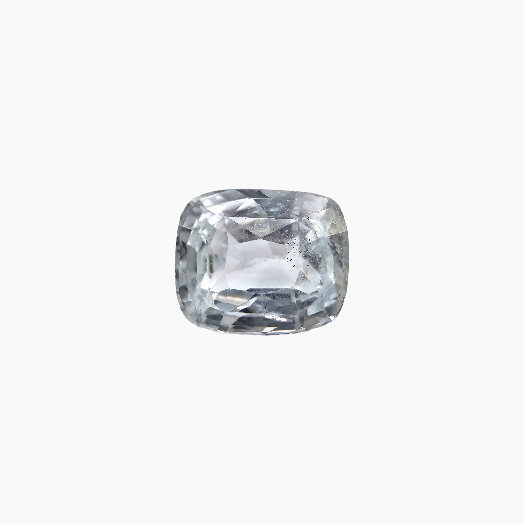 Natural White Sapphire Stone 3.97 Carats Cushion Shape