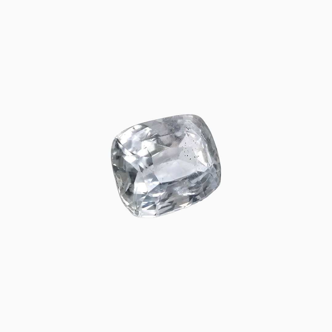 Natural White Sapphire Stone 3.97 Carats Cushion Shape