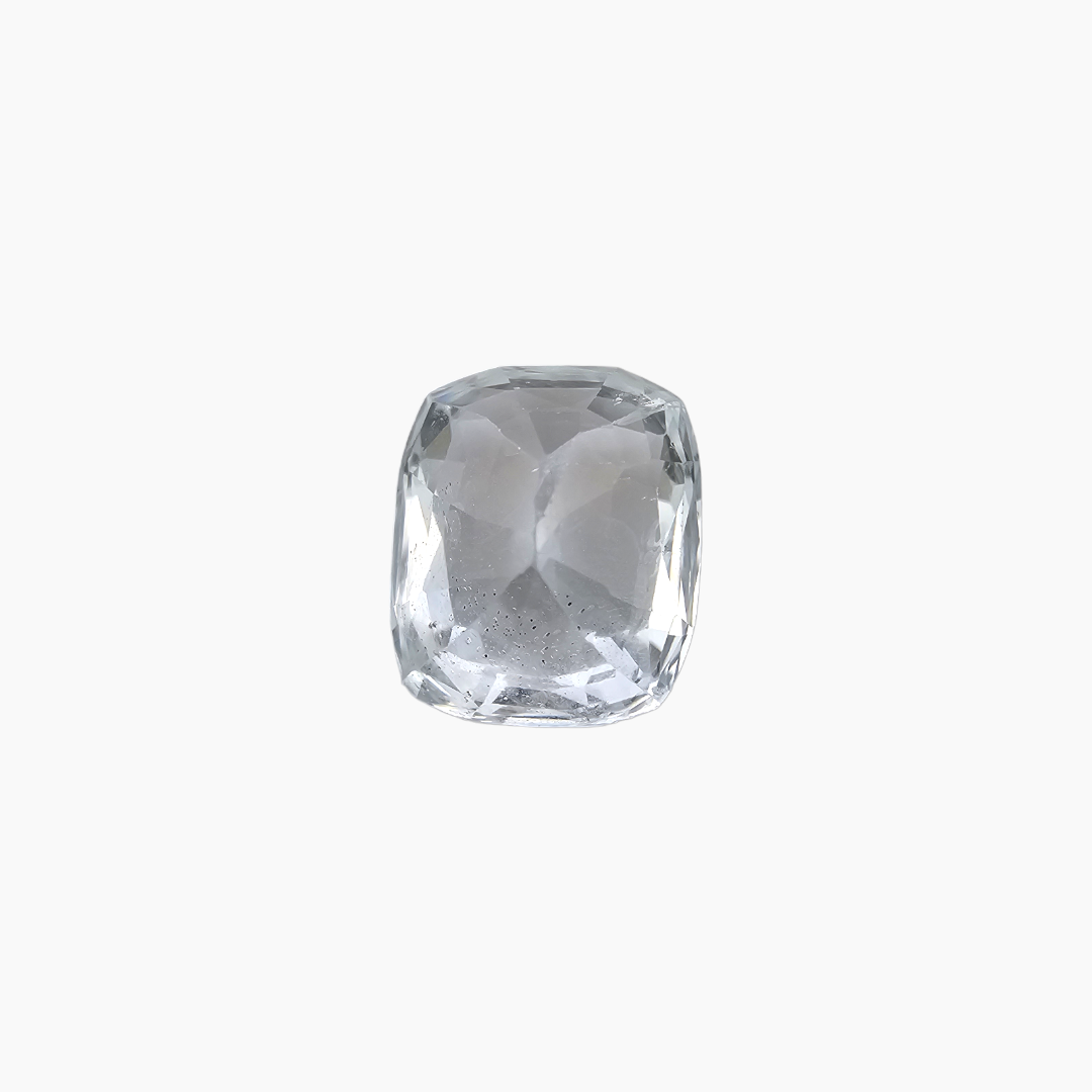 Natural White Sapphire Stone 3.97 Carats Cushion Shape